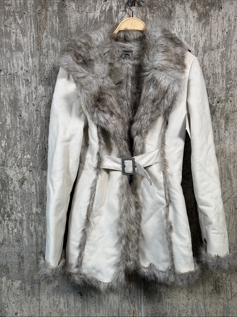 BEBE Women's Faux Sheepskin Coat Size S